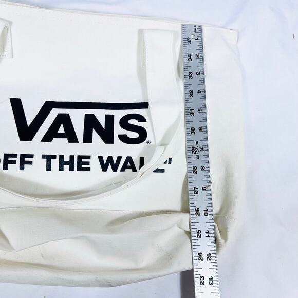 Vans Off The Wall Reusable Large Tote Bag Classic Style Bold Logo White New - Picture 9 of 10